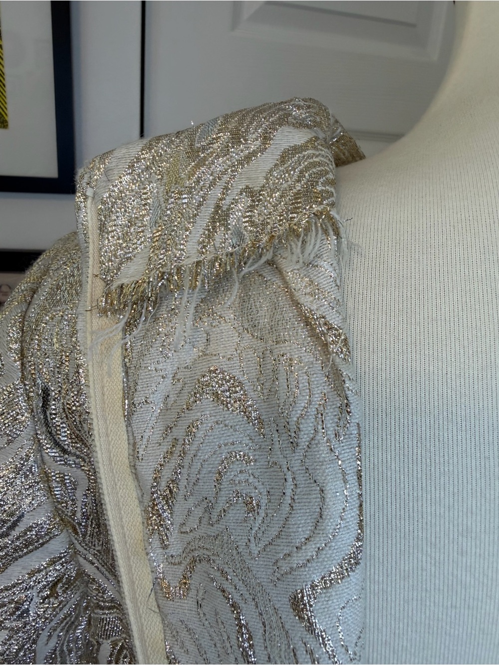Vintage Late 1960s / Early 1970s Metallic Lurex Brocade Maxi Dress - Picture 11 of 15